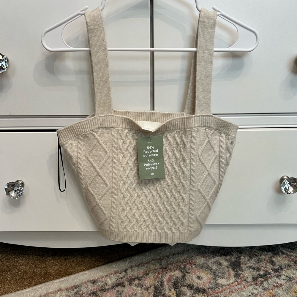 Recycled Polyester Beige Knit Top